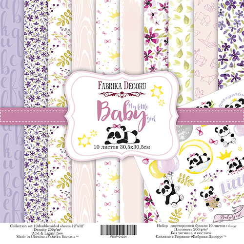 Набор бумаги 30,5х30,5см «My little Baby girl» 10 листов (Fabrika Decoru)