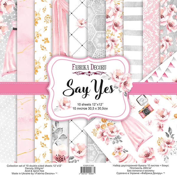 Набор бумаги 30,5х30,5см «Say Yes» 10 листов (Fabrika Decoru)